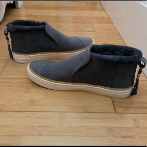Toms gray suede women’s slip ons